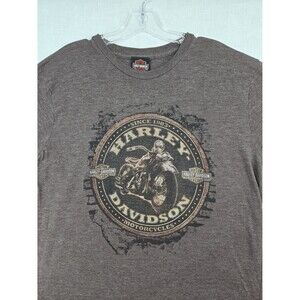 Vintage Harley Davidson Bravado T-Shirt Men's Large Brown Powder Keg Mason Ohio